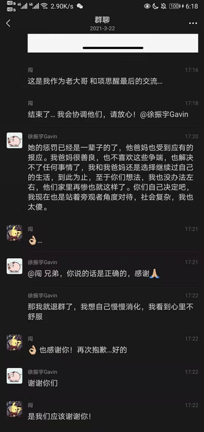 关于项思醒与陈某鹏的聊天记录的信息